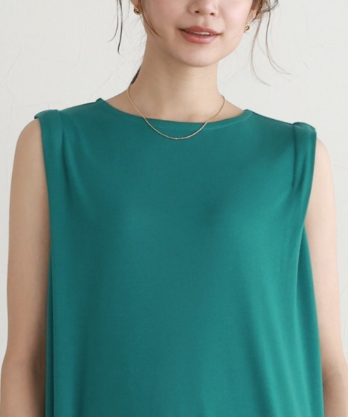 Pierrot（ピエロ）の「タックスリーブロングワンピース（ワンピース・レディース・ピンク/ブルー/グレイッシュベージュ/ブラック/ネイビー/グリーン/モカ/イエロー/ミント/レッド・L/M/PM/PS/PL）」の22枚目の写真