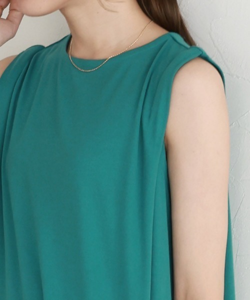 Pierrot（ピエロ）の「タックスリーブロングワンピース（ワンピース・レディース・ピンク/ブルー/グレイッシュベージュ/ブラック/ネイビー/グリーン/モカ/イエロー/ミント/レッド・L/M/PM/PS/PL）」の21枚目の写真