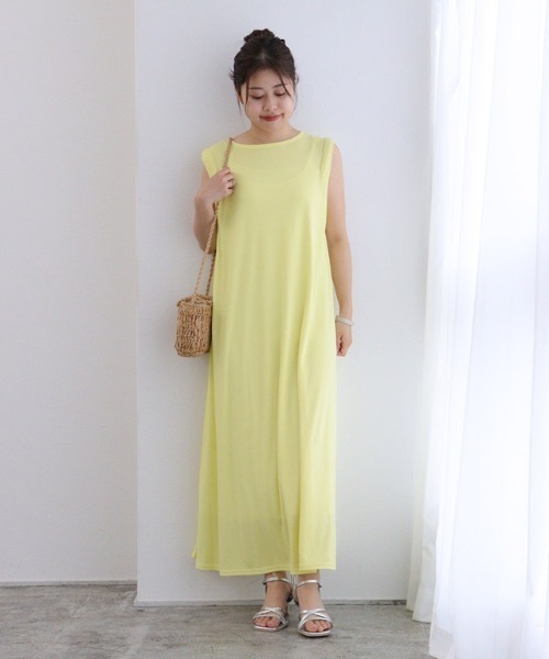 Pierrot（ピエロ）の「タックスリーブロングワンピース（ワンピース・レディース・ピンク/ブルー/グレイッシュベージュ/ブラック/ネイビー/グリーン/モカ/イエロー/ミント/レッド・L/M/PM/PS/PL）」の16枚目の写真