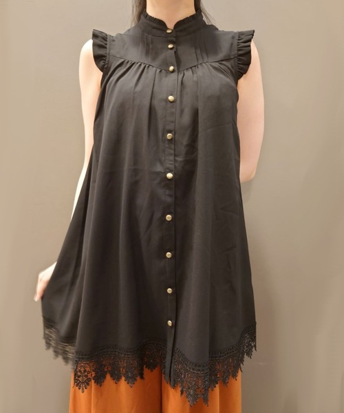 axes femme（アクシーズファム）の「裾レースノースリチュニック（チュニック・レディース・ブラック/ブルー/キナリ・FREE）」の2枚目の写真