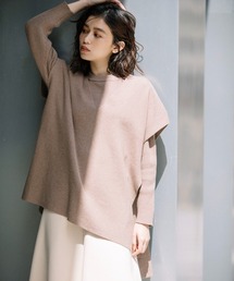 カシミアコットンフルニードルポンチョベスト