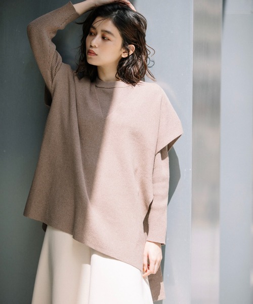 Munich（ミューニック）の「カシミアコットンフルニードルポンチョベスト（ベスト・レディース・ブラック/シルバーグレー/モカ・FREE）」の4枚目の写真