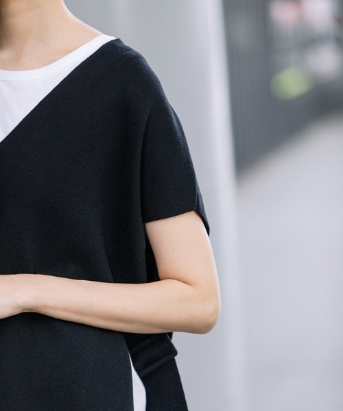 Munich（ミューニック）の「カシミアコットンフルニードルポンチョベスト（ベスト・レディース・ブラック/シルバーグレー/モカ・FREE）」の8枚目の写真