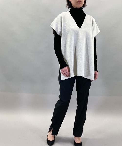 Munich（ミューニック）の「カシミアコットンフルニードルポンチョベスト（ベスト・レディース・ブラック/シルバーグレー/モカ・FREE）」の15枚目の写真