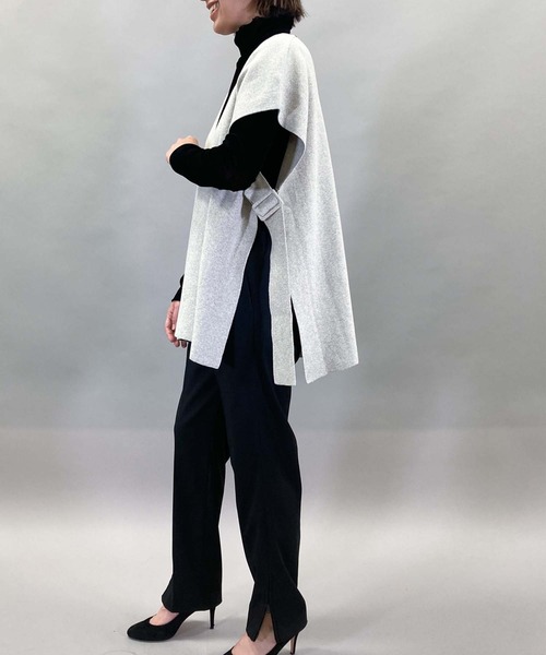 Munich（ミューニック）の「カシミアコットンフルニードルポンチョベスト（ベスト・レディース・ブラック/シルバーグレー/モカ・FREE）」の11枚目の写真