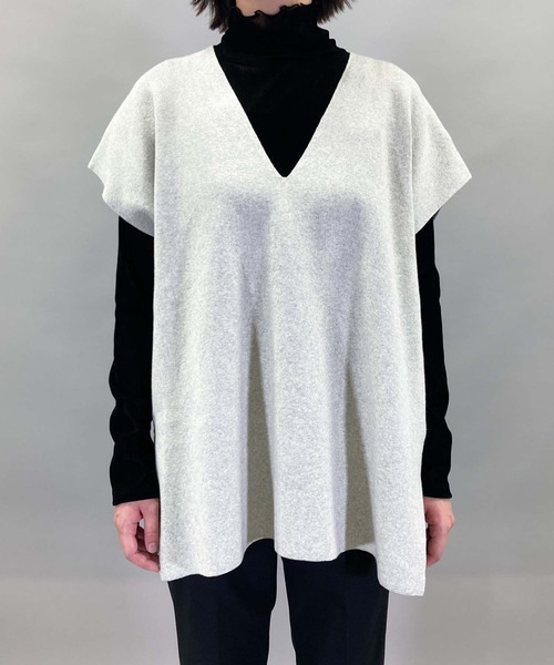 Munich（ミューニック）の「カシミアコットンフルニードルポンチョベスト（ベスト・レディース・ブラック/シルバーグレー/モカ・FREE）」の6枚目の写真