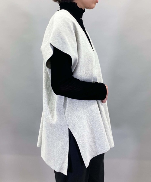 Munich（ミューニック）の「カシミアコットンフルニードルポンチョベスト（ベスト・レディース・ブラック/シルバーグレー/モカ・FREE）」の16枚目の写真