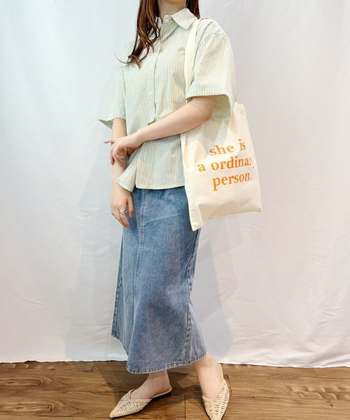 CLEA（クレア）の「ストライプカラー半袖シャツ（シャツ/ブラウス・レディース・ピンク/イエロー/ブルー/グリーン・FREE）」の11枚目の写真