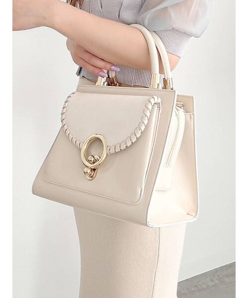 RESEXXY（リゼクシー）の「トリミングデザインスクエアバッグ（ハンドバッグ・レディース・ブラック/ブラウン/アイボリー・FREE）」の2枚目の写真