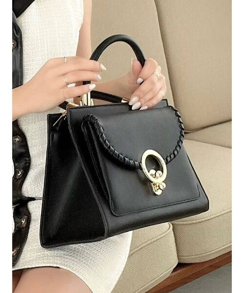 RESEXXY（リゼクシー）の「トリミングデザインスクエアバッグ（ハンドバッグ・レディース・ブラック/ブラウン/アイボリー・FREE）」の3枚目の写真