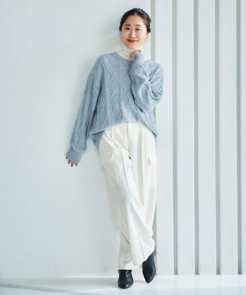 le.coeur blanc(ルクールブラン)の「ナチュラリーカーゴパンツ(カーゴパンツ・レディース・カーキオリーブ/オフホワイト・36/38)」の5枚目の写真