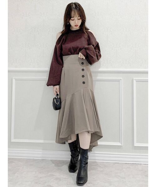 dazzlin（ダズリン）の「ボタンナローボリュームスカート（スカート・レディース・ブラック/モカ/インディゴブルー・SMALL/MEDIUM）」の17枚目の写真