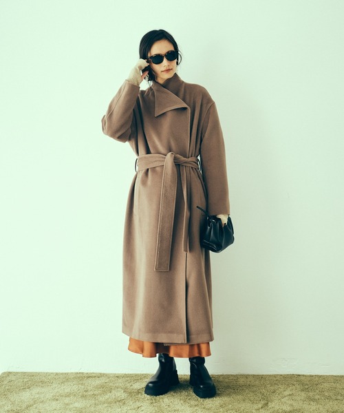 LAYMEE（レイミー）の「Parc long coat / パルクロングコート（その他アウター・レディース・モカ/ブラック・FREE）」の2枚目の写真