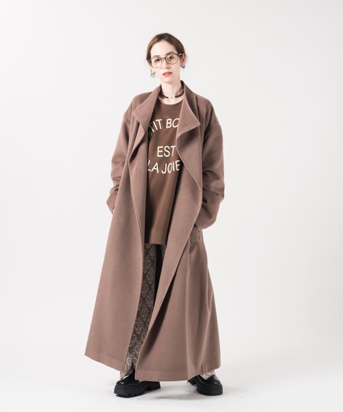 LAYMEE（レイミー）の「Parc long coat / パルクロングコート（その他アウター・レディース・モカ/ブラック・FREE）」の6枚目の写真
