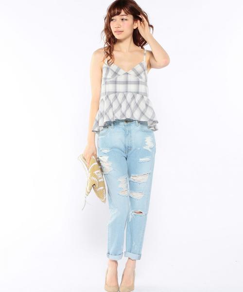 Another Edition（アナザーエディション）の「チェックキリカエキャミ/AEFC  CHK ｷﾘｶｴ CAMI◆（キャミソール・レディース・グレー/ライトピンク・ﾌﾘ-）」の6枚目の写真