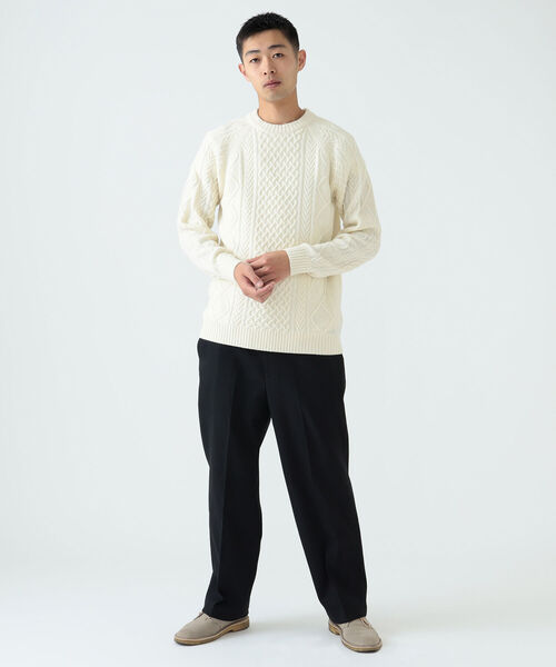 BEAMS（ビームス）の「BEAMS / 5G イタリー ラムウール ケーブルニット（ニット/セーター・メンズ・ブラック/ベージュ/オフホワイト・XL/M/S/L）」の5枚目の写真