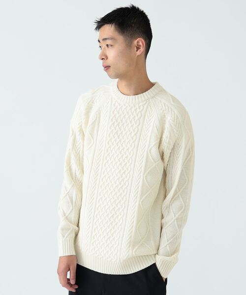 BEAMS（ビームス）の「BEAMS / 5G イタリー ラムウール ケーブルニット（ニット/セーター・メンズ・ブラック/ベージュ/オフホワイト・XL/M/S/L）」の7枚目の写真