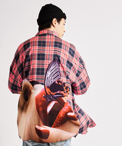 GALLIS ADDICTION（ガリスアディクション）の「GA CHECK-PHOTO L/S SHIRTS（シャツ/ブラウス・メンズ・グリーン/オレンジ・FREE）」の4枚目の写真