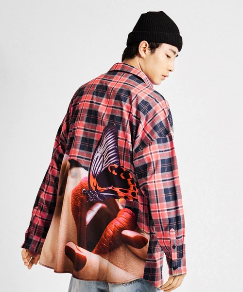 GALLIS ADDICTION（ガリスアディクション）の「GA CHECK-PHOTO L/S SHIRTS（シャツ/ブラウス・メンズ・グリーン/オレンジ・FREE）」の5枚目の写真
