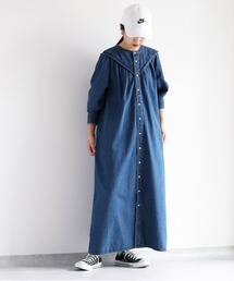 カラーデザインデニムワンピース