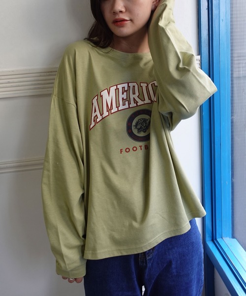 CORNERS(コーナーズ)の「AMERICANカレッジロンT(Tシャツ/カットソー・レディース・ベージュ/カーキ/サックスブルー/オートミール/スミクロ・FREE)」の10枚目の写真