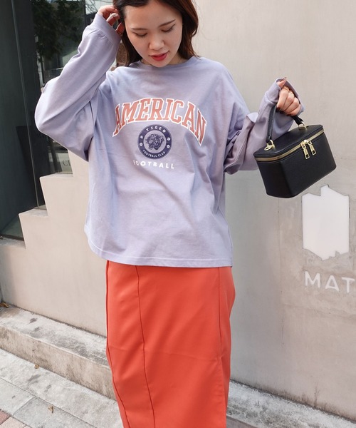 CORNERS(コーナーズ)の「AMERICANカレッジロンT(Tシャツ/カットソー・レディース・ベージュ/カーキ/サックスブルー/オートミール/スミクロ・FREE)」の12枚目の写真