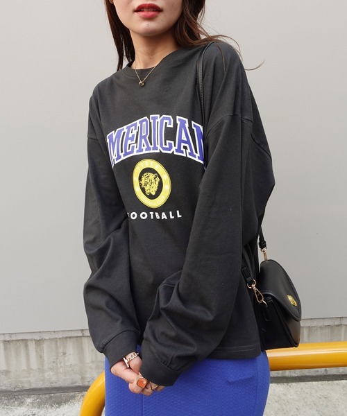 CORNERS(コーナーズ)の「AMERICANカレッジロンT(Tシャツ/カットソー・レディース・ベージュ/カーキ/サックスブルー/オートミール/スミクロ・FREE)」の17枚目の写真