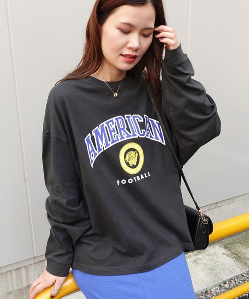 CORNERS(コーナーズ)の「AMERICANカレッジロンT(Tシャツ/カットソー・レディース・ベージュ/カーキ/サックスブルー/オートミール/スミクロ・FREE)」の20枚目の写真