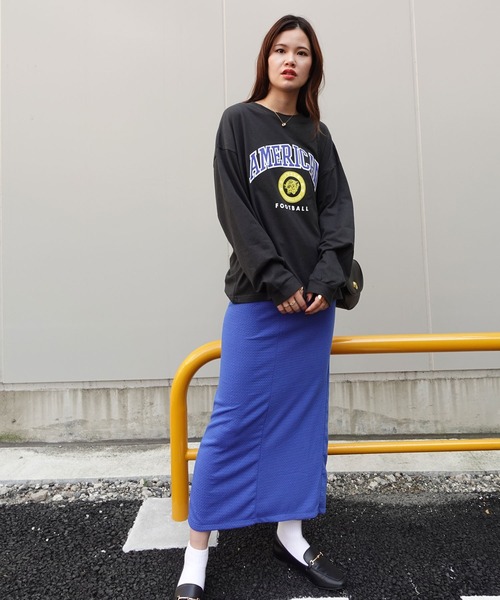 CORNERS(コーナーズ)の「AMERICANカレッジロンT(Tシャツ/カットソー・レディース・ベージュ/カーキ/サックスブルー/オートミール/スミクロ・FREE)」の11枚目の写真