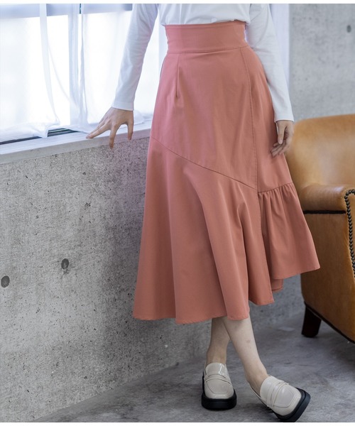clear（クリア）の「ハイウエスト切替フレアスカート（スカート・レディース・ブラック/サンドベージュ/マスタード/ピンク・S/M）」の4枚目の写真