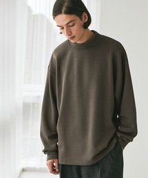 ドレープポンチ モックネックサイドスリット ルーズベーシックL/Sカットソー EMMA CLOTHES
