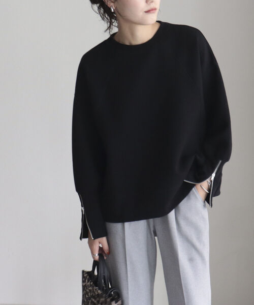 fredy emue(フレディエミュ)の「袖口ZIP プルオーバーカットソー(Tシャツ/カットソー・レディース・カーキ/グレイッシュベージュ/ブラック・38)」の12枚目の写真