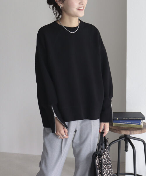 fredy emue(フレディエミュ)の「袖口ZIP プルオーバーカットソー(Tシャツ/カットソー・レディース・カーキ/グレイッシュベージュ/ブラック・38)」の16枚目の写真