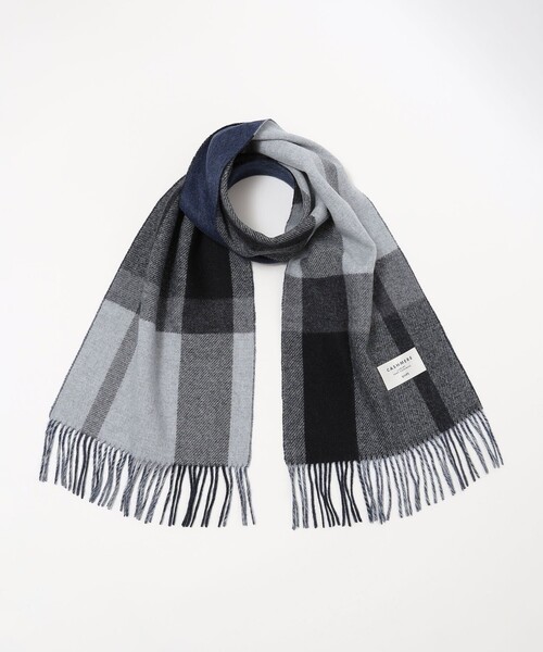 SHIPS（シップス）の「SHIPS: カシミヤ ダブルフェイス チェック マフラー（マフラー・メンズ・ネイビー/グレー/ブルー/グリーン・ONE SIZE）」の2枚目の写真