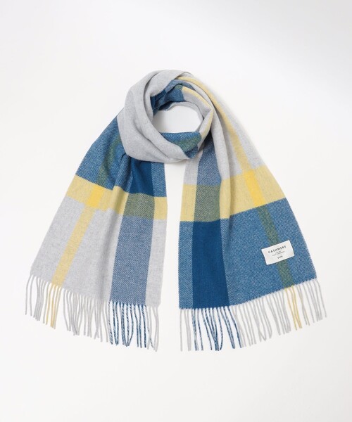 SHIPS（シップス）の「SHIPS: カシミヤ ダブルフェイス チェック マフラー（マフラー・メンズ・ネイビー/グレー/ブルー/グリーン・ONE SIZE）」の7枚目の写真