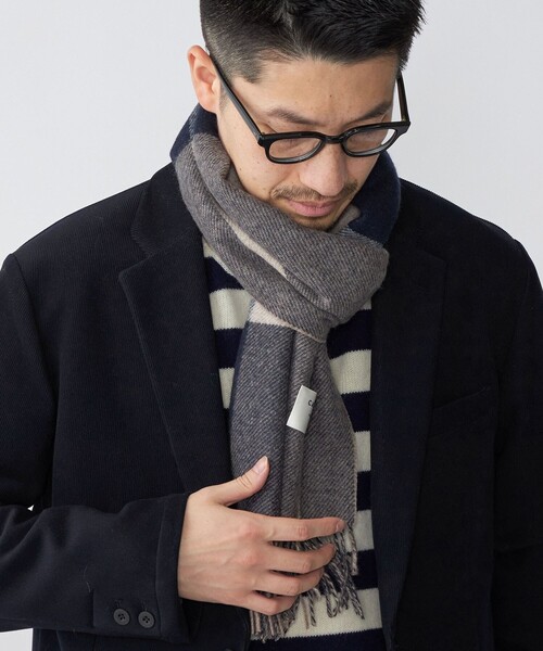 SHIPS（シップス）の「SHIPS: カシミヤ ダブルフェイス チェック マフラー（マフラー・メンズ・ネイビー/グレー/ブルー/グリーン・ONE SIZE）」の10枚目の写真