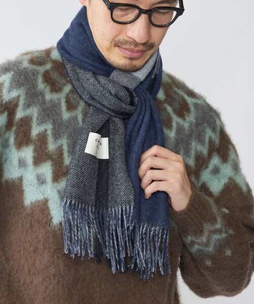SHIPS（シップス）の「SHIPS: カシミヤ ダブルフェイス チェック マフラー（マフラー・メンズ・ネイビー/グレー/ブルー/グリーン・ONE SIZE）」の15枚目の写真