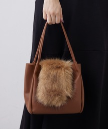 cache cache | cache cache ファー取り外しバッグ ポーチ付き(トートバッグ)