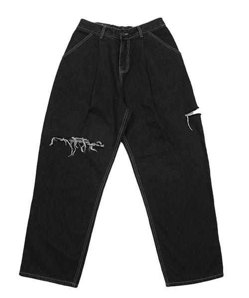ASCLO(エジュクロ)の「ASCLO 横スリダメージブラックデニムパンツ(デニムパンツ・メンズ・ブラック・SMALL/MEDIUM/LARGE)」の6枚目の写真