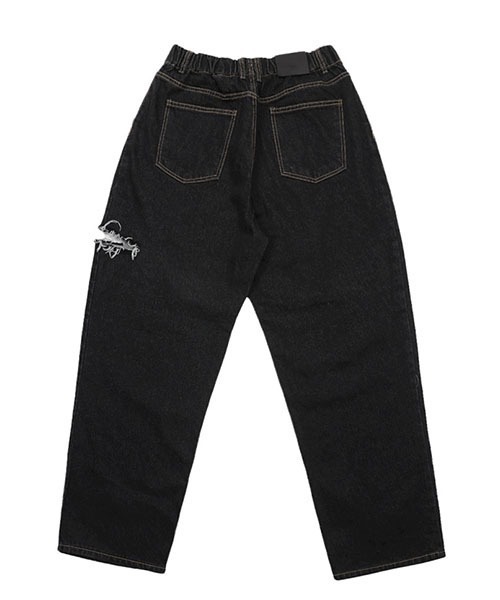 ASCLO(エジュクロ)の「ASCLO 横スリダメージブラックデニムパンツ(デニムパンツ・メンズ・ブラック・SMALL/MEDIUM/LARGE)」の7枚目の写真