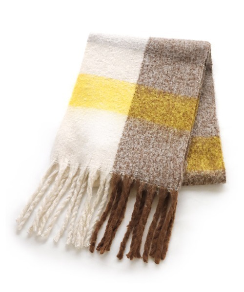 Pierrot（ピエロ）の「ふんわりフェイクウール柄アソートマフラー（マフラー・レディース・イエロー/ブルー/グリーン/ブラウン/グレー/ブラック/ブルー系その他・FREE）」の8枚目の写真