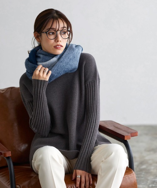 Pierrot（ピエロ）の「ふんわりフェイクウール柄アソートマフラー（マフラー・レディース・イエロー/ブルー/グリーン/ブラウン/グレー/ブラック/ブルー系その他・FREE）」の20枚目の写真