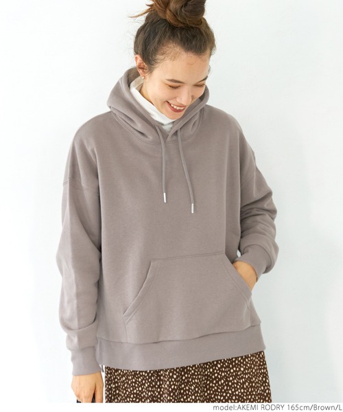 coca（coca）（コカ）の「裏起毛パーカープルオーバー（パーカー・レディース・チャコール/ブラウン/アイボリー/エメラルド・M/L）」の13枚目の写真