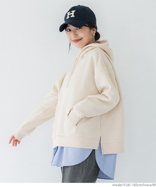 coca（coca）（コカ）の「裏起毛パーカープルオーバー（パーカー・レディース・チャコール/ブラウン/アイボリー/エメラルド・M/L）」の7枚目の写真