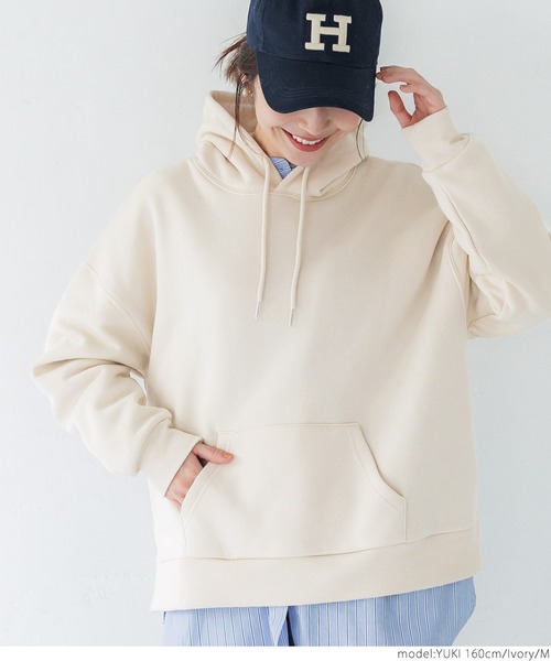 coca（coca）（コカ）の「裏起毛パーカープルオーバー（パーカー・レディース・チャコール/ブラウン/アイボリー/エメラルド・M/L）」の5枚目の写真