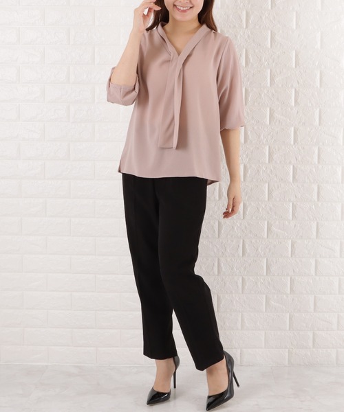 Lace Ladies(レースレディース)の「ボウタイVネックシフォンブラウス(シャツ/ブラウス・レディース・ピンク系/ブラック/ミント/ホワイト/グレー・FREE)」の11枚目の写真