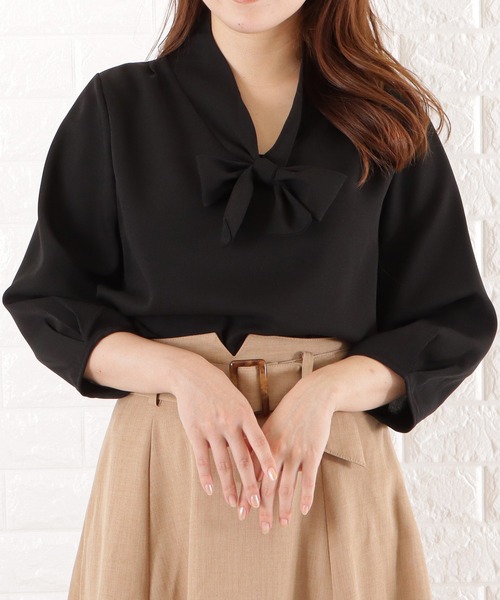 Lace Ladies(レースレディース)の「ボウタイVネックシフォンブラウス(シャツ/ブラウス・レディース・ピンク系/ブラック/ミント/ホワイト/グレー・FREE)」の18枚目の写真