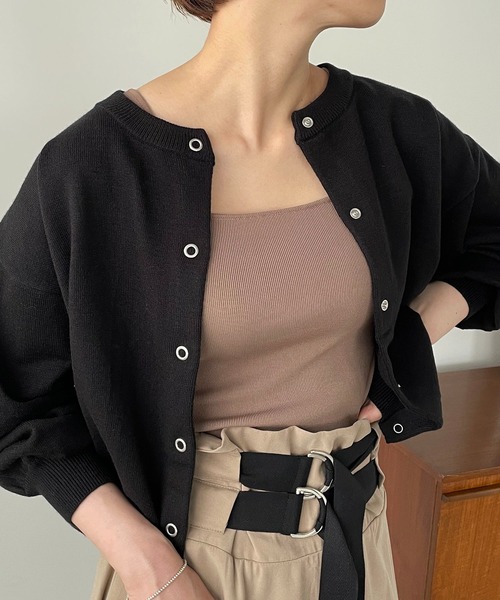 210nouve（トゥージュヌーブ）の「リングスナップショートカーディガン（カーディガン/ボレロ・レディース・アイボリー/ブラック/ブルー/ピンク・FREE）」の14枚目の写真