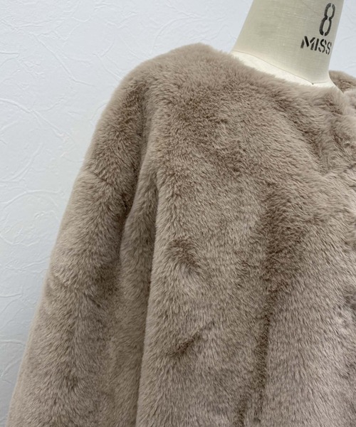 archives（アルシーヴ）の「【Limited item】ECO FAR NO COLLAR COAT（ノーカラーコート・レディース・ブラウン/ベージュ・MEDIUM）」の16枚目の写真