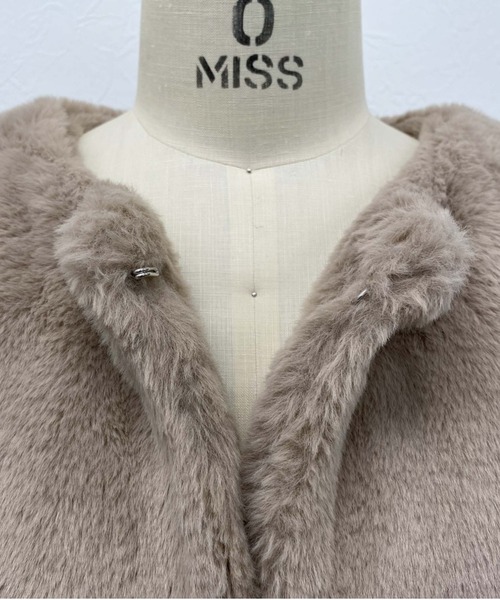 archives（アルシーヴ）の「【Limited item】ECO FAR NO COLLAR COAT（ノーカラーコート・レディース・ブラウン/ベージュ・MEDIUM）」の9枚目の写真